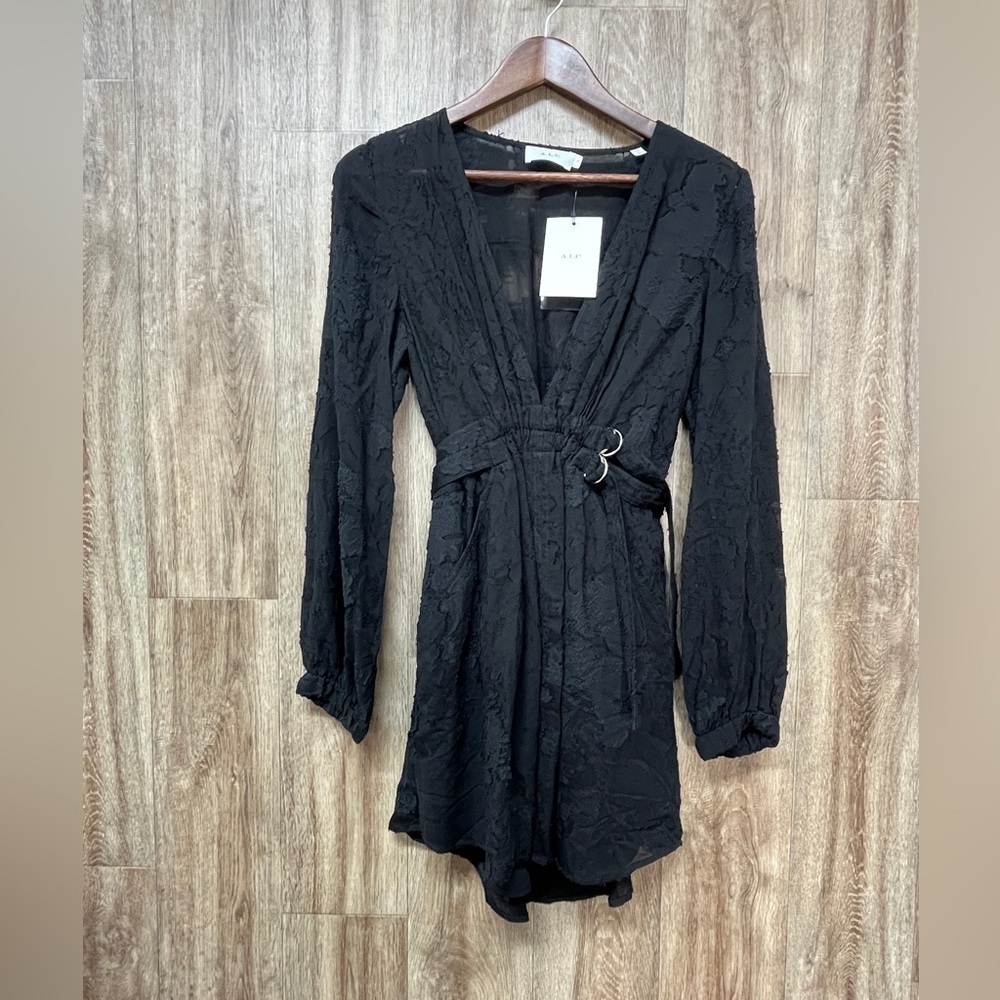 NEW A.L.C. Jezebel V Neck Double Belted Mini Dress - Picture 2 of 15